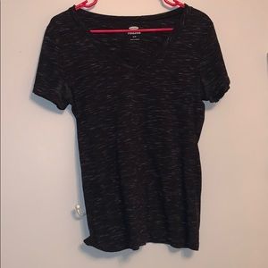 size small, black old navy t-shirt. slight v-neck.